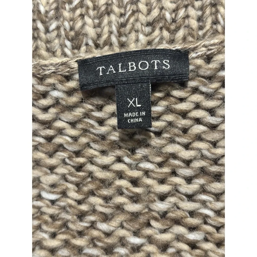 Ann Taylor Womens XL Beige Open Front‎ Tie Waist Cardigan Sweater Shawl Collar